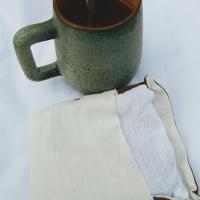 Bouillotte de lin ecru marron ouverte